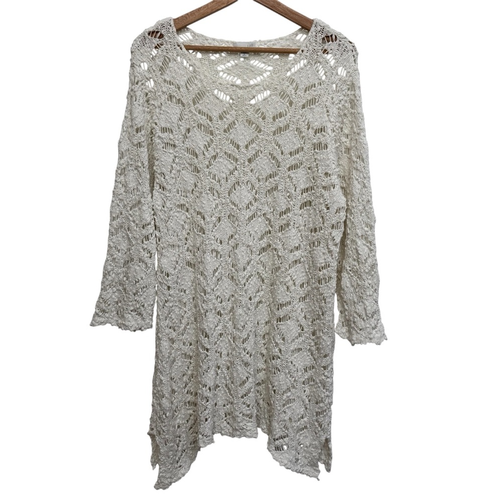 J. Jill Crochet Sweater Women XL Longline Open Knit Boho Cottage Fairy